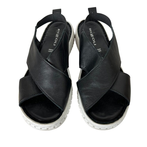 Rizzoli Black Leather Super Comfort Sandals Size 41 / 10 Sporty Vacation Comfy - Picture 2 of 10